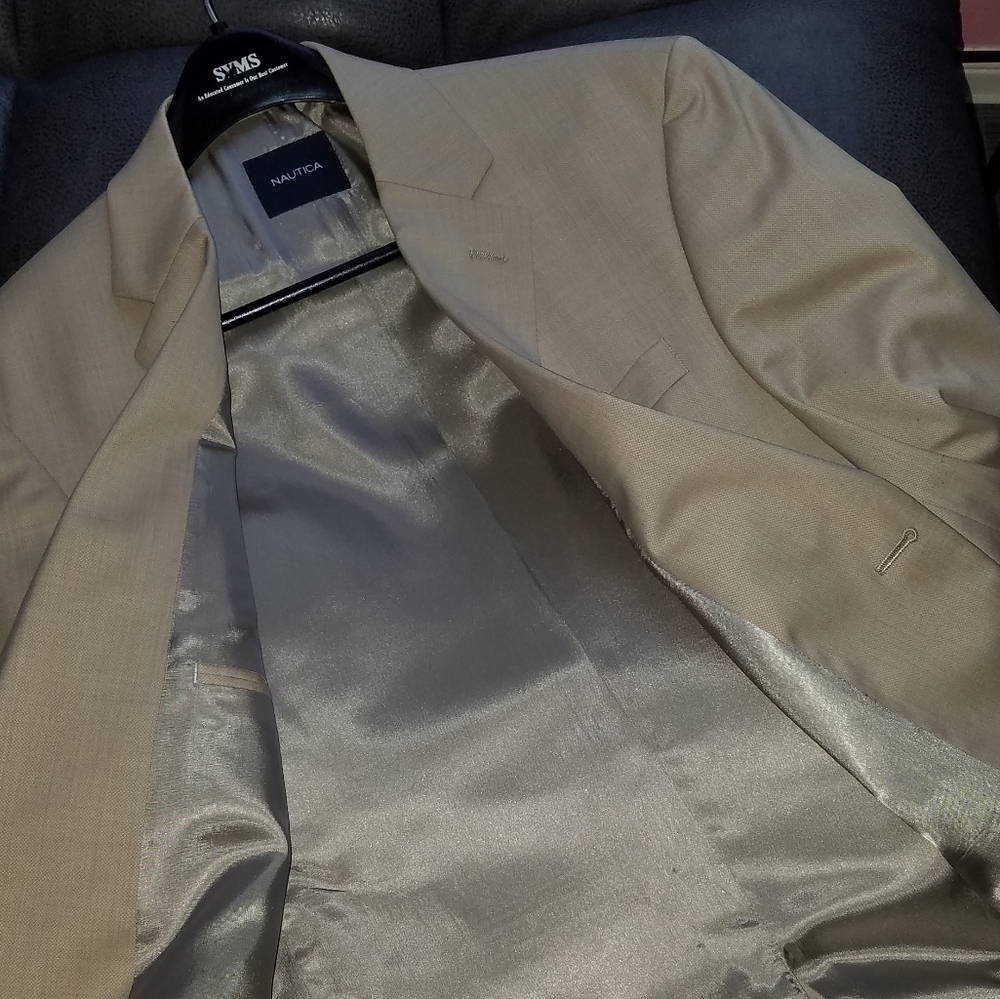 Nautica Sports Coat, 41 L, Cream Colored